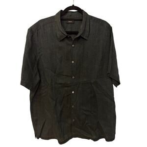 Theory Men's XXL Forest Green Short Sleeve Button Down Linen